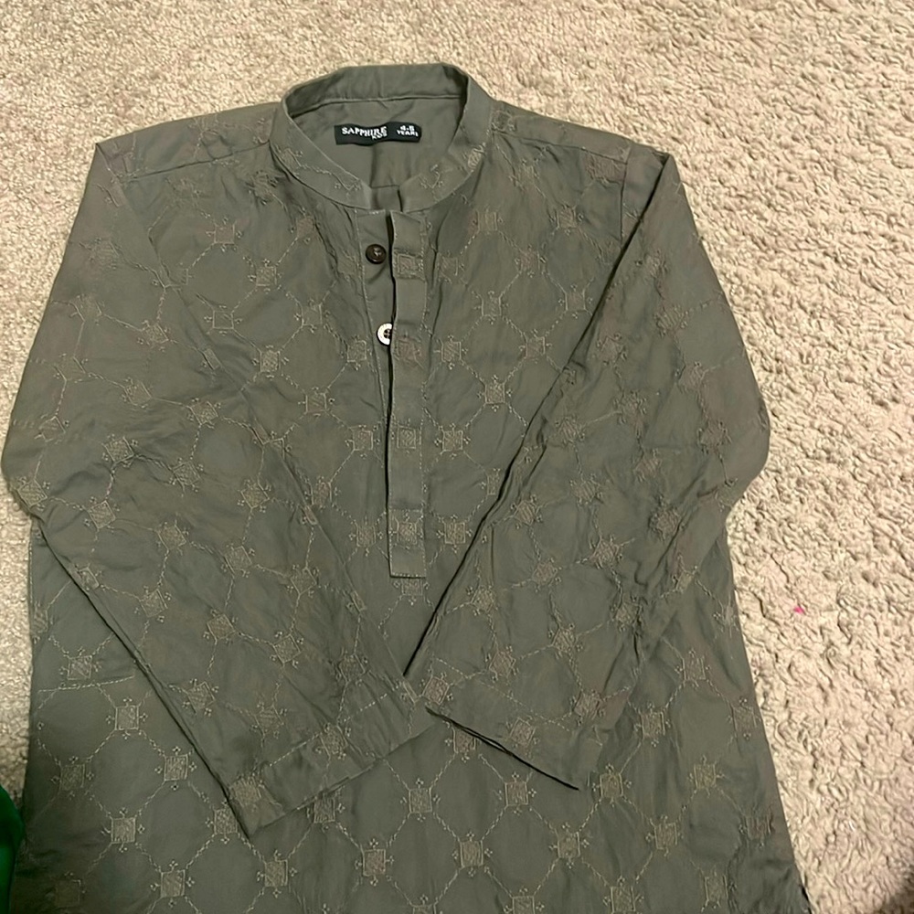 Olive green kurta for boys